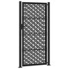 vidaXL Garden Gate Black 39.4x78.7" Steel Cross  Design