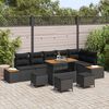 vidaXL Garden Sofa Set with Cushion 10 pcs Black Poly rattan