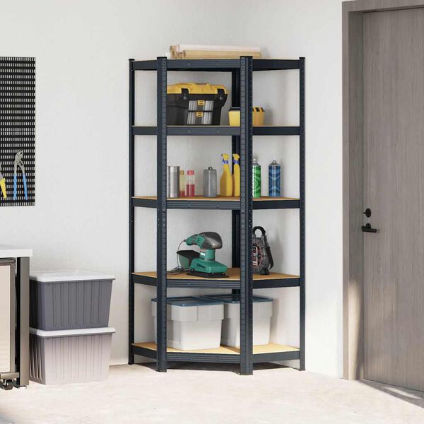 vidaXL 5-Layer Corner Shelf Anthracite Steel&Engineered Wood