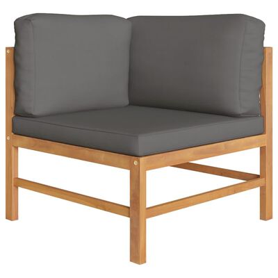 vidaXL 2 Piece Patio Lounge Set with Dark Gray Cushions Teak Wood