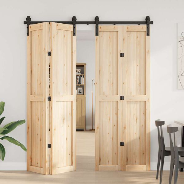 vidaXL Sliding Door Hardware Kit 72.0 " Steel Black