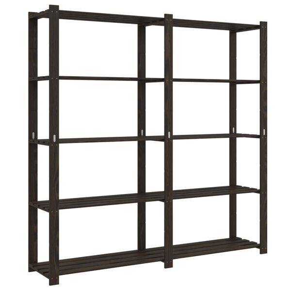 vidaXL 5-Tier Storage Rack Black 66.9x15.0x66.9" Solid Wood Pine