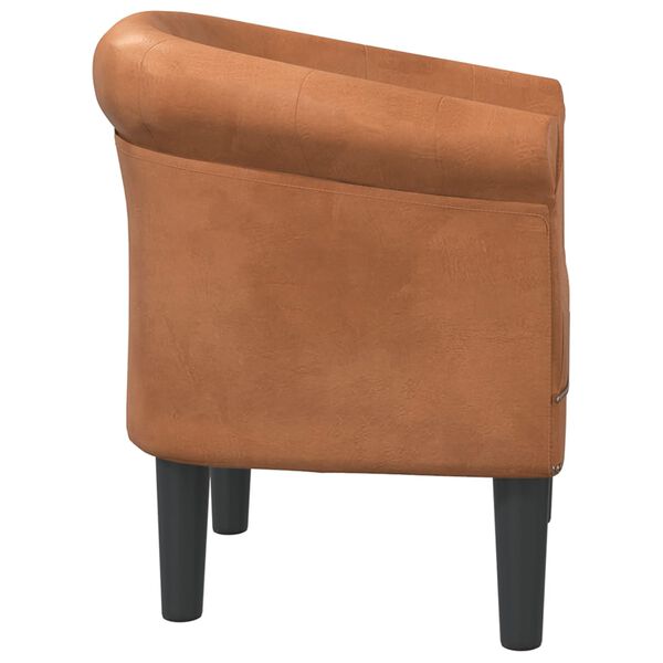 vidaXL Tub Chair Brown Faux leather, pine wood, plywood, plastic Durable