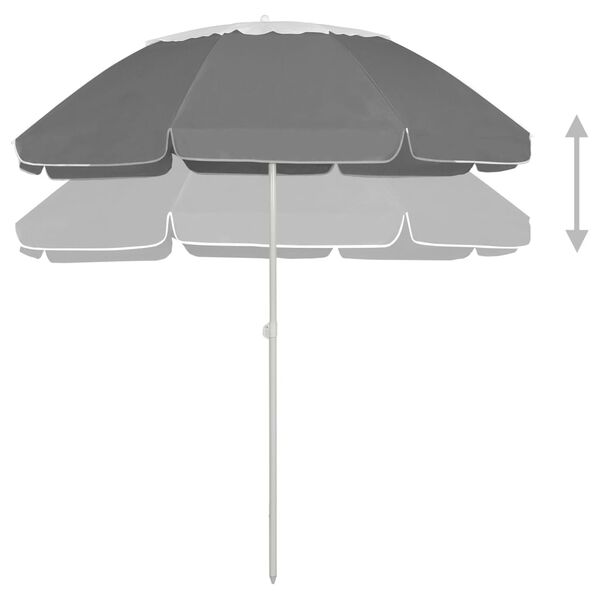 vidaXL Beach Parasol Anthracite Polyester Large Adjustable
