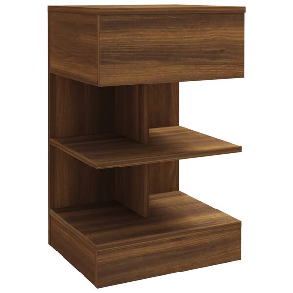 vidaXL Bedside Cabinet Brown Oak Engineered Wood Medium Statement Piece