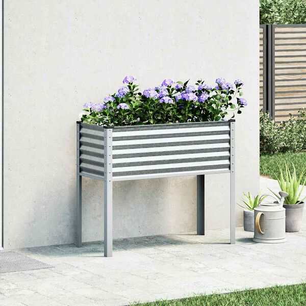vidaXL Garden Planter Silver Galvanized steel 39.4 x 16.1 x 35.4 in