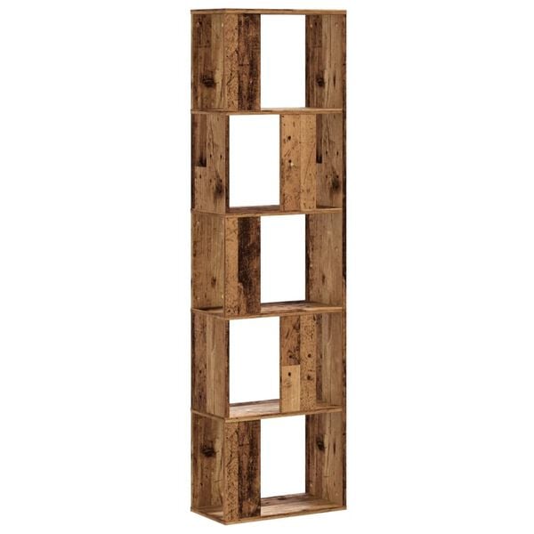 vidaXL Bookcase Old wood Engineered wood 5-Shelf Bookcase Rectangular