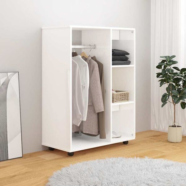 vidaXL Wardrobe High gloss white Engineered wood Medium Wardrobe