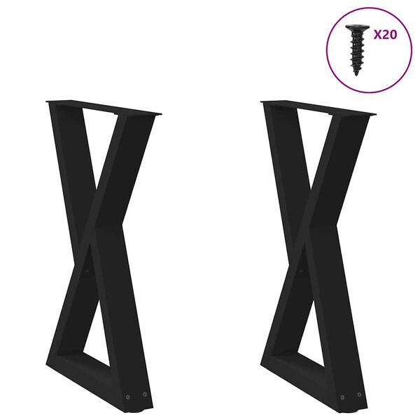 vidaXL Dining Table Leg Black Powder-Coated Steel Adjustable Armrests