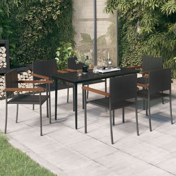 vidaXL Garden Dining Set Black