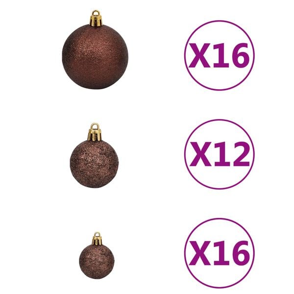 vidaXL Christmas Ball Set of 100 Brown Plastic 1.2 in, 1.6 in, 2.4 in