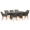 vidaXL Garden Dining Set with Cushion 9 pcs Grey Poly Rattan