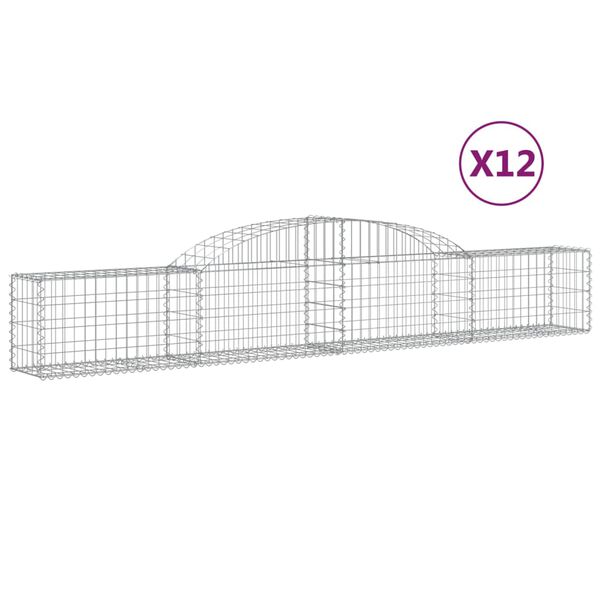 vidaXL Gabion Basket Set of 12 Silver Galvanized Iron Large