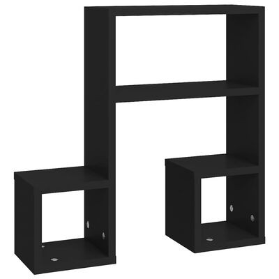 vidaXL Wall Shelves 2 pcs Black 19.7"x5.9"x19.7" Engineered Wood