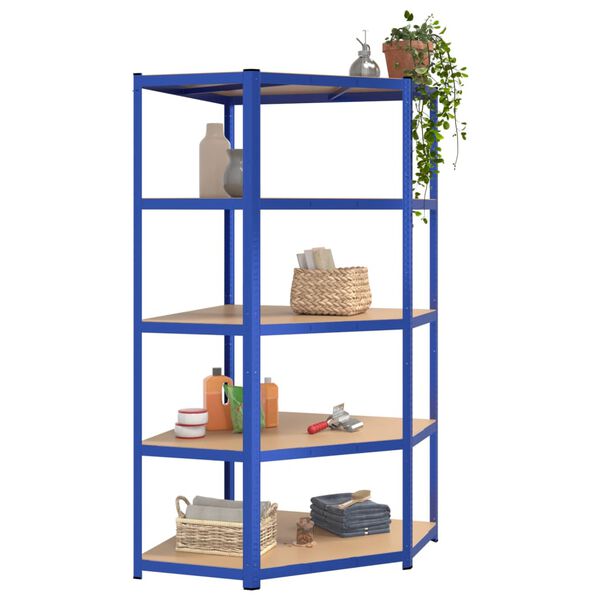 vidaXL 5-Layer Shelves 4 pcs Blue Steel&Engineered Wood