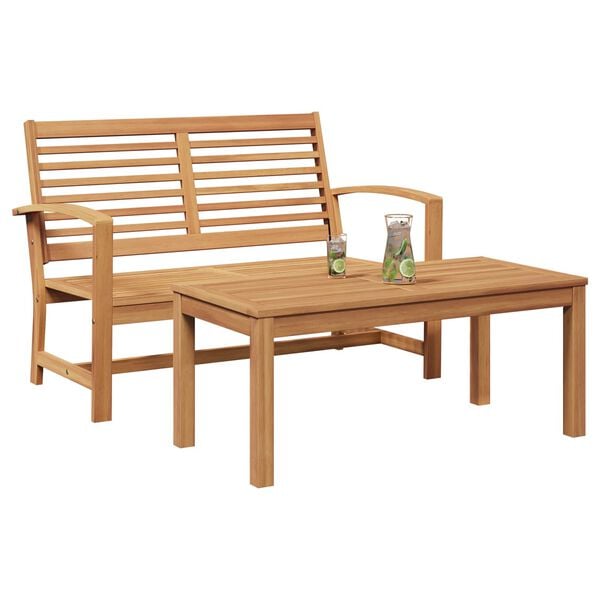 vidaXL Bench 2 pcs Brown Solid Teak Wood
