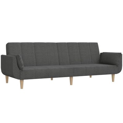 vidaXL 2-Seater Sofa Bed with Two Pillows Dark Gray Fabric