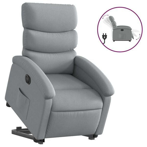 vidaXL Electric Stand Up Recliner Chair Light gray Polyester, Metal, Plywood