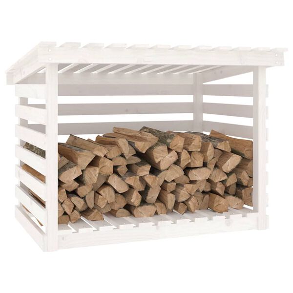 vidaXL Firewood Rack White 42.5x28.7x31.1" Solid Wood Pine