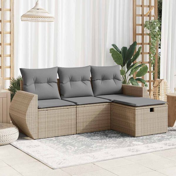 vidaXL Garden Sofa Set Beige PE rattan Medium Modular Garden Sofa Set