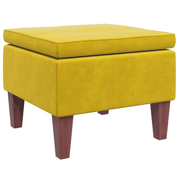 vidaXL Stool Yellow Velvet (100% polyester), Rubber wood Compact