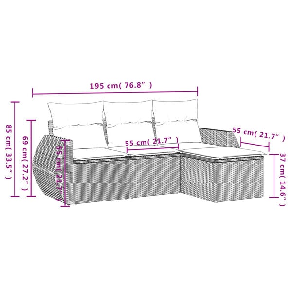 vidaXL Garden Sofa Set Grey