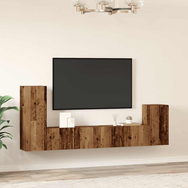 vidaXL TV Cabinet Set Set of 4 Old wood Engineered wood TV Cabinet Set
