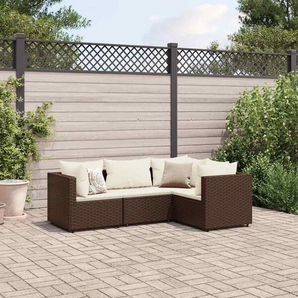 vidaXL Patio Lounge Set Brown PE Rattan Medium Modular