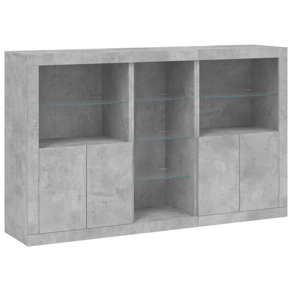 vidaXL Sideboard Concrete Grey Engineered wood, Glass Medium Sideboard