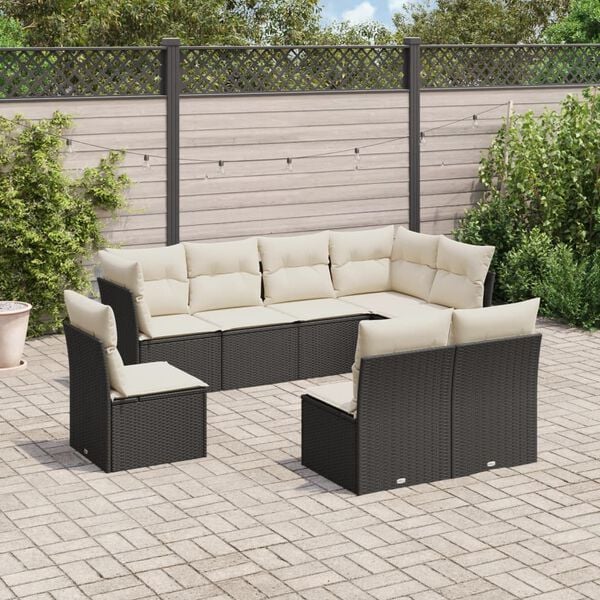 vidaXL Garden Sofa Set Black PE Rattan Large Modular Garden Sofa Set
