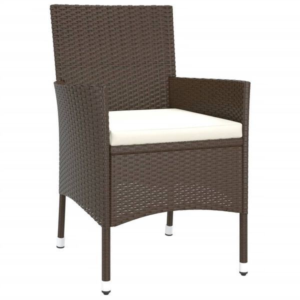 vidaXL Garden Chair Brown PE rattan, powder-coated steel Medium Modern