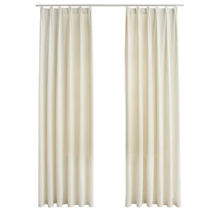 vidaXL Blackout Curtains 2 pcs with Hooks Velvet Cream 55.1x96.5"