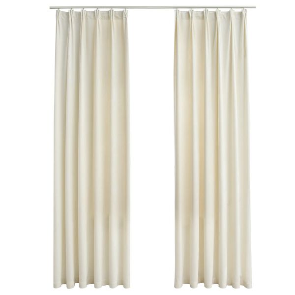 vidaXL Blackout Curtains 2 pcs with Hooks Velvet Cream 55.1x96.5"