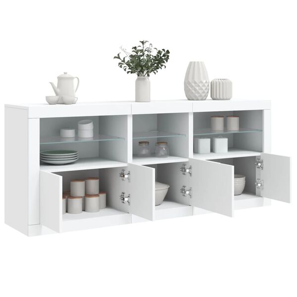 vidaXL Sideboard White Engineered wood, Glass Large Sideboard