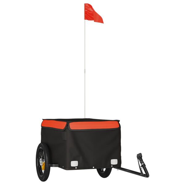 vidaXL Bike Trailer Black and Orange 66.1 lb Iron