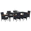 vidaXL Garden Dining Set with Cushion 7 pcs Black Poly Rattan