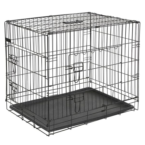 Kerbl Pet Crate Black Metal, Plastic Medium Collapsible Pet Crate