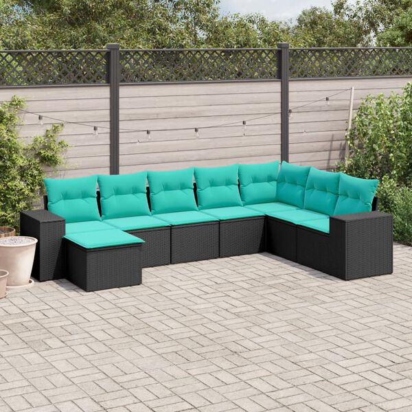 vidaXL Patio Sofa Set Black, Blue