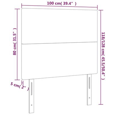 vidaXL LED Headboard Light Gray 39.4"x2"x46.5"/50.4" Velvet