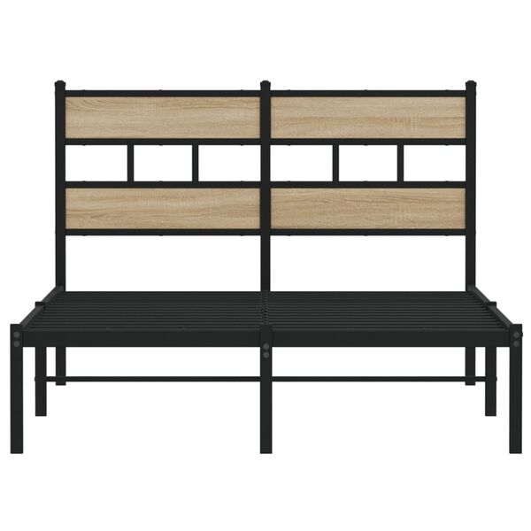 vidaXL Bed Frame Black, Sonoma Oak Iron, engineered wood Double