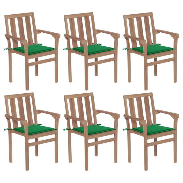 vidaXL Patio Chair Set of 6 Teak wood Fine sanded teak hardwood