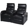 vidaXL Recliner Sofa Black Artificial Leather, Wooden Frame 2-Seater