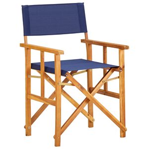 vidaXL Chair Natural wood color, Blue Solid acacia wood, Polyester