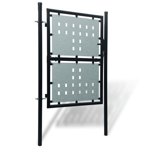 vidaXL Black Single Door Fence Gate 39.4x68.9"