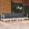 vidaXL Garden Lounge Set White Solid pinewood Medium Modular
