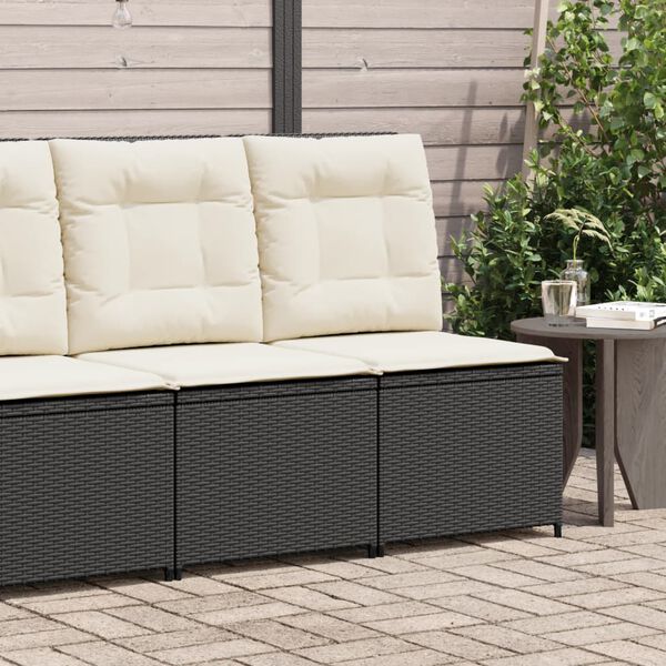 vidaXL Reclining Patio Sofa Black PE rattan Reclining Patio Sofa