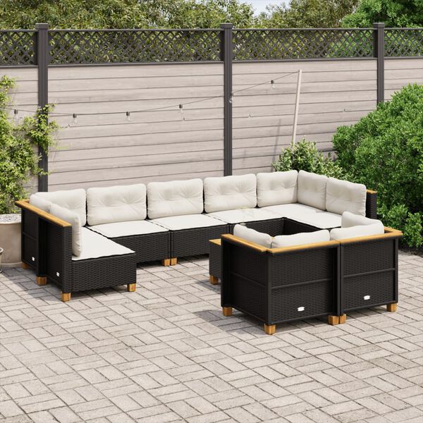 vidaXL Garden Sofa Set Black, Cream White