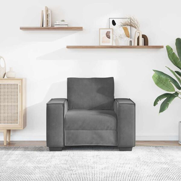 vidaXL Sofa Chair Dark gray Velvet One Seater Durable Armchair
