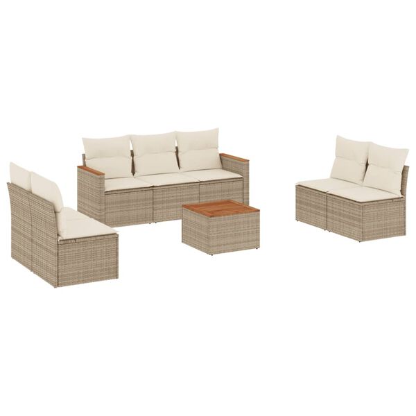 vidaXL Garden Sofa Set Beige Poly Rattan 8 Piece Set Modular