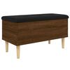 vidaXL Storage Bench Brown Oak, Black Engineered wood, Faux leather Medium